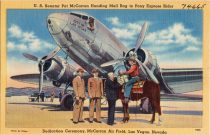 Postcard from 1941 showing Senator McCarran at the original airport field