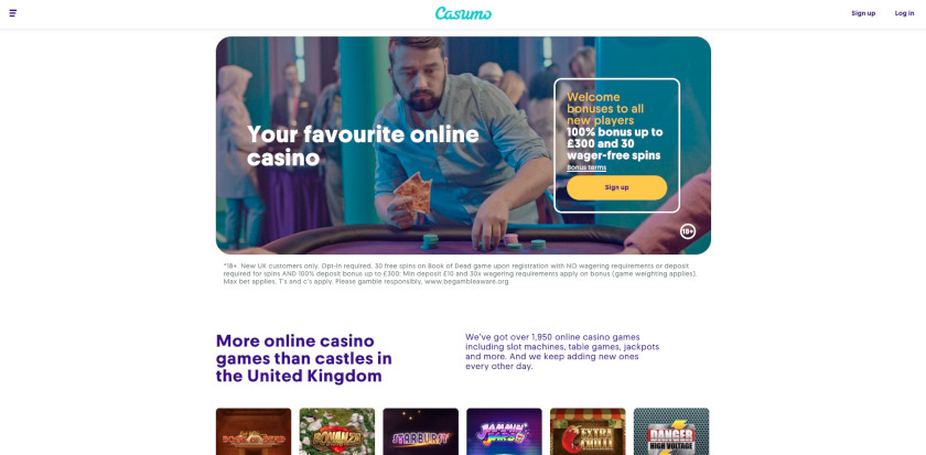 Casumo Casino Homepage UK